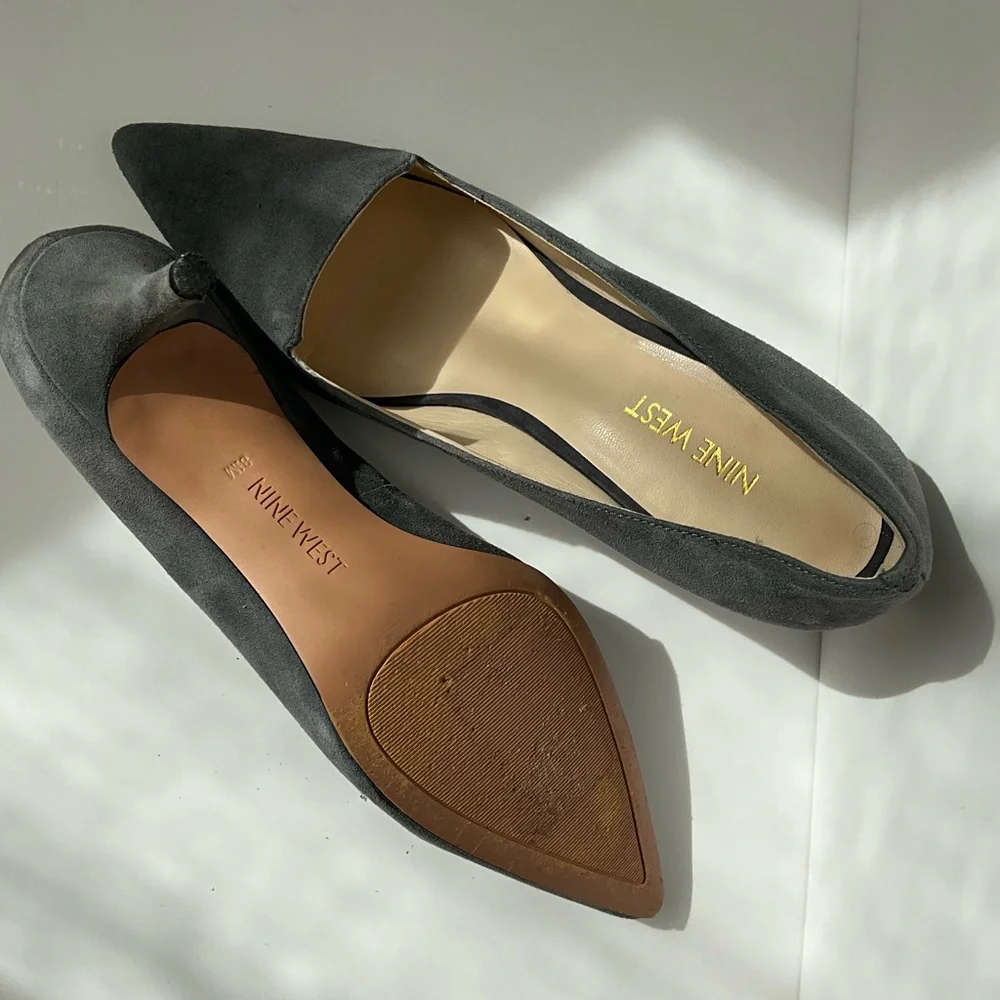 Nine West Gray Suede Kitten Heel Pumps - Picture 9 of 9